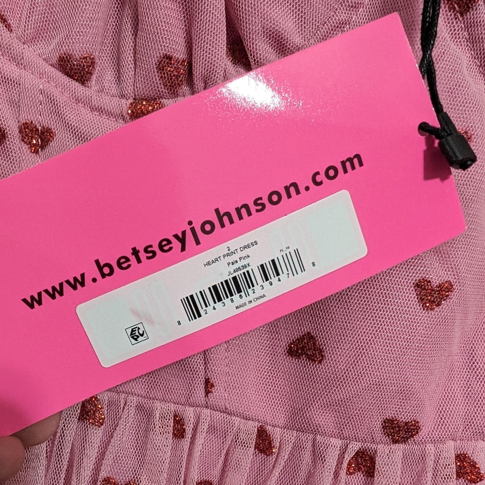 ✨Viral✨ Betsey Johnson dress! Pink with red hearts tulle underwire zip up size 2 - Picture 5 of 9